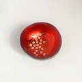 Handcrafted coconut shell bowl with bright red lacquer and white plum blossom patterns - Red Plum Blossom Style