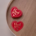 Red heart-shaped gift tag with gold foil 'thank you' text measuring 4.6cm x 5cm - Bronzing Heart Thank You - Red - 5*4.6cm