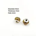 Zweifarbige tibetische Silberperle für DIY-Schmuck mit 9mm Durchmesser und 7mm Dicke - 9mm Trommelperle / B-2 Silber Trommelperle