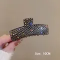 Pinza de pelo mariposa de 10cm con pedrería gris oscuro y acabado metálico brillante - Cuadrado Negro Diamante