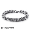 Silver Byzantine chain bracelet in stainless steel with lobster clasp, 170x7mm size - 170mmx7mm(KB168580-Z)