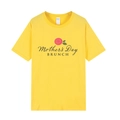 Yellow Mother's Day Brunch t-shirt with pink rose graphic and soft cotton fabric - XS / Tops / Yellow