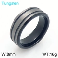 8mm brushed tungsten ring for men with dual-tone black and grey matte finish - Style B Black Grey (KR114261-TS)