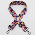 Adjustable woven strap with colorful floral patterns and metal hardware for cross-body bags - Style 358 / Gunmetal