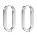 Pendientes de aro rectangulares en forma de U de acero inoxidable plateado minimalista - Color Acero