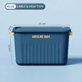 Blue large storage box with yellow handles and lid, size 35.7x25x22.4cm for home organizing - Tall Large / Teal