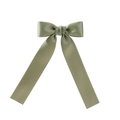 Elegant sage green satin bow hair clip with long ribbons for girls and women - Sage Green