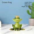 Green resin yoga frog figurine with gold crown, 8.5x5x8cm decorative statue - Crown Frog 213