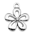 Ciondolo a forma di fiore a cinque petali in lega d'argento antico per gioielli - Fiore a Cinque Petali 13x17mm