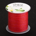 Flat braided cotton jewellery cord in red and rose gradient on a white plastic spool - 15# Red Rose Mixed