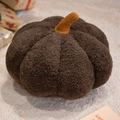 Nordic dark brown pumpkin plush pillow in teddy fleece fabric for home decor - Chocolate