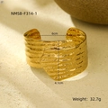 Detail of wide gold cuff bracelet featuring vintage hammered texture and dimensions - Vintage Hammered (NMSB-F314-1)