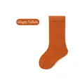 Ginger yellow children's cotton ribbed crew socks with elastic cuffs and reinforced heel - Turmeric