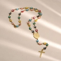 Collana rosario turco malocchio con perline colorate, medaglia di Maria e croce - Malocchio + Nostra Signora di Guadalupe