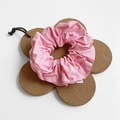 Pink handmade fabric scrunchie with pleated texture on a cork flower stand - Large / Pink