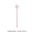 Pink cherry blossom glass coffee stirrer 160mm length with large flower design - Pink Long Sakura