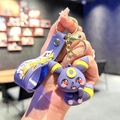 Cute purple cartoon character keychain with matte silicone strap and gold metal clasp - B496-1 Moon / Large