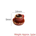 Mini taza de café y platillo marrón oscuro con borde dorado para casa de muñecas, 14 mm - Color Rojo Rubí con Borde Dorado