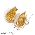 Gouden vleugel oorbellen van 18k goud met witte parel inleg en diamanten accenten - Gouden Vleugel Parel Stijl (TE6938-PL-G) / Goud