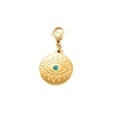Goldener Edelstahl Anhänger mit bösem Auge, blauem Strassstein und Karabinerverschluss - Böses Auge