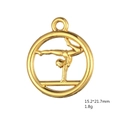 Detailed view of gymnastics girl charm with dimensions 15.2x21.7mm and weight 1.8g - Gymnastics Girl-Antique Gold