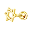Gold hollow star stud earring with a threaded flat back screw design in stainless steel - Star / Gold