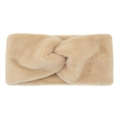 Fascia per capelli in peluche beige con nodo incrociato per calore e stile - Cammello