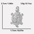 Dimensions du pendentif tortue avec strass : 2,7 cm de hauteur et un poids de 3,0 g - Argent + Strass Blanc