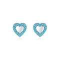Orecchini a cuore in argento sterling S925 con pietre turchesi su sfondo bianco - Argento Sterling 925 Con Turchese