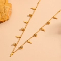 Elegant gold titanium steel necklace featuring cross charms and sparkling zircon beads - Cross with Stone (L407)