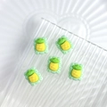 Five square light green resin pineapple charms for DIY nail art and phone case decoration - 10mm / Pineapple Cookie
