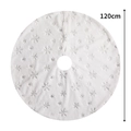 Jupe de sapin de Noël blanche 120cm en peluche avec motifs flocons de neige argentés - 120CM Diamètre/Flocon de Neige Argenté