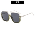 Lunettes de soleil carrées à double pont avec monture jaune-vert et verres gris C3 - Monture Vert Olive Verre Gris