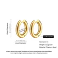 Polished golden chunky titanium steel hoop earrings, 24mm diameter minimalist ear studs - 4.0*16mm / Gold