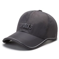 Dark grey breathable sports baseball cap with embroidered lettering and reflective trim - Dark Gray