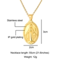 Detailed view of an IP gold plated oval saint medal necklace with precise measurements - 2*3cm (Single Pendant) / Gold