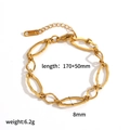 Detailed view of 18k gold plated 304 stainless steel chain bracelet with adjustable clasp - Gold Simple Adjustable Chain Style (TB5142)