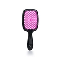 Pink and black ergonomic hollow grid hairbrush for wet or dry detangling and styling - Black