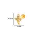 Golden flower labret stud with white zirconia stones, 0.93cm height and 0.63cm width - Leaf & Wheat / Gold