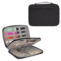Portable black nylon watch strap organizer bag with 15-35 slots for apple watch bands - Black Double Layer Zipper Bag
