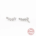 Minimalist S925 sterling silver stud earrings with sparkling white cubic zirconia - Bubble Gradient Zirconia Stud Earrings / White Gold