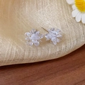 Pendientes de tuerca con racimo de flores de cristal transparente y pernos de plata - Aguja De Plata N.° 50 - Plata - Flor