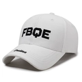 White baseball cap with FBQE black embroidery and curved brim in cotton twill fabric - White