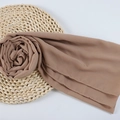 Elegant khaki chiffon hijab scarf with soft texture and floral drape styling - 113