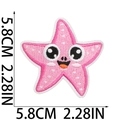 Detailed size view of a pink starfish embroidered patch measuring 5.8cm for beach decor - Pink Starfish Shape (X15SD-105-14)