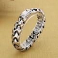 Pulsera de cadena de eslabones de hueso de dragón plateada para hombre en acero - Color Acero