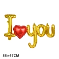 Golden and red I Love You heart bear foil balloon for parties, size 88x47CM - Connected I Love You Gold