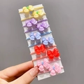 Set of 10 colorful children's hair ties with cute plastic bowknot charms on cards - Bowknot 10Pcs Set