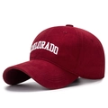 Berretto da baseball in cotone bordeaux con ricamo Colorado bianco di stile - Regolabile / Alta Qualità (Cotone Smerigliato) / Borgogna