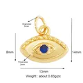 Golden Evil Eye charm with blue gemstone and detailed beaded edges, 13mm width - Basic Eye Shape / Orange